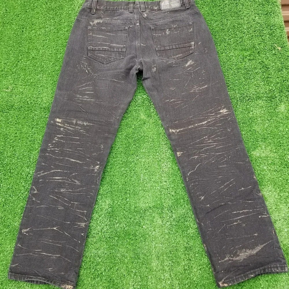 Blue Stitch Jeans Mens 36x32 Black Slim Straight Distressed Zippered Style